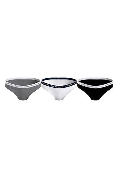 Tommy Hilfiger , Set of Cotton Blend Underwear with Logo Band at Waist - 3 Pairs, Black, White, Gray