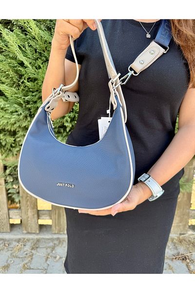 Just Polo Women's Navy Blue Stone New Season Waterproof Hand & Shoulder and Crossbody Bag Shopper