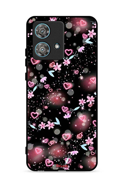 Tolwak غطاء حماية لهاتف موتورولا إيدج 40 نيو 5G بنقشة قلوب وأزهار صغيرة