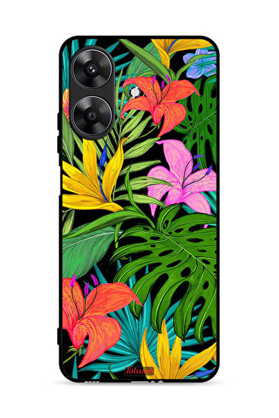 Tolwak غطاء حماية لهاتف Realme Note 60 4G بنقشة زهور استوائية وأوراق الشجر