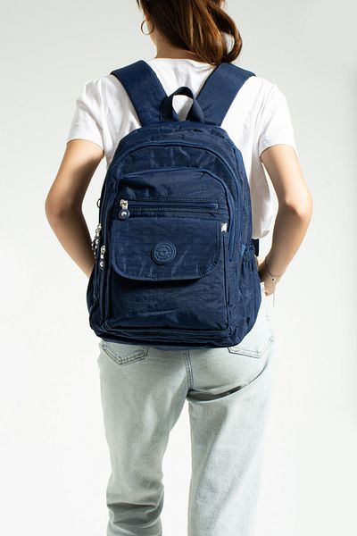 NEMO BAGS Navy Blue Unisex School Bag, Crinkle Waterproof Fabric, Laptop Travel Backpack, 24 Lt, 40X30Cm