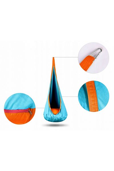 Neo-Sport Hamac tip Cocoon pentru copii 140 x 55 cm Cocoon Turcoaz, utilizare interior/exterior, cap