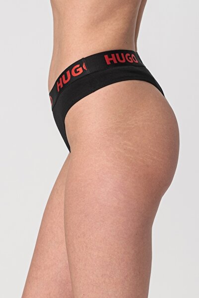 HUGO , Sporty thong with logo waistband, Black, XL