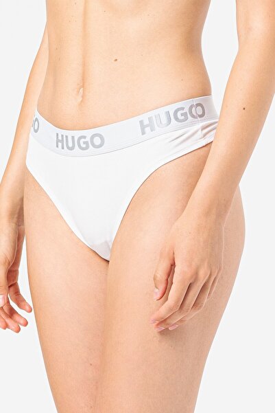 HUGO , Tanga panties with logo band at the waist Sporty, White, 2XL