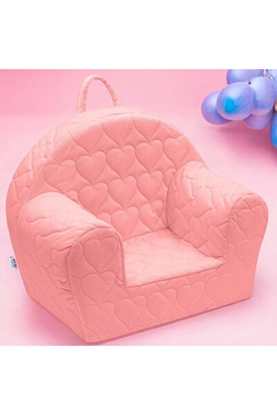 NEW BABY SHOP Fotoliu din burete, New Baby, Hearts, Pentru copii, Cu buzunar lateral, Din tesatura de catifea