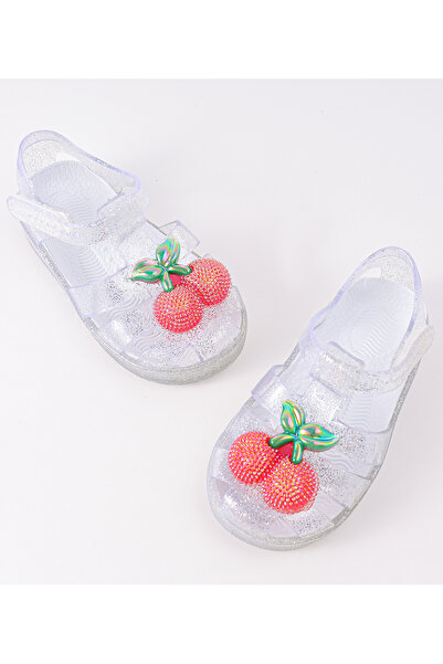 SAPS Sandals with Cherry Applique - Crystal & Red