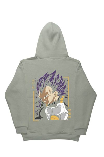 By Caspita Fashion Lenithra Dragon Ball Vegeta Anime Back Printed Unisex Oversize Gray Hoodie