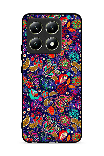 Tolwak غطاء حماية لهاتف Xiaomi 14T 5G بنقشة أوراق طيور ملونة وزهور