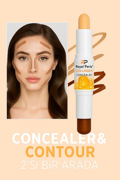butaelle butik Contouring and Brightening Double Sided Royal Paris Collagen Concealer Dual Stick