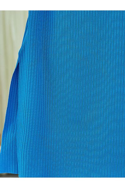 Modamorfo Tricou cu decolteu crew cu fante - Albastru