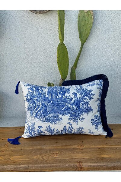 ref crea Toile De Jouy Throw Pillow Cover Blue - Brown