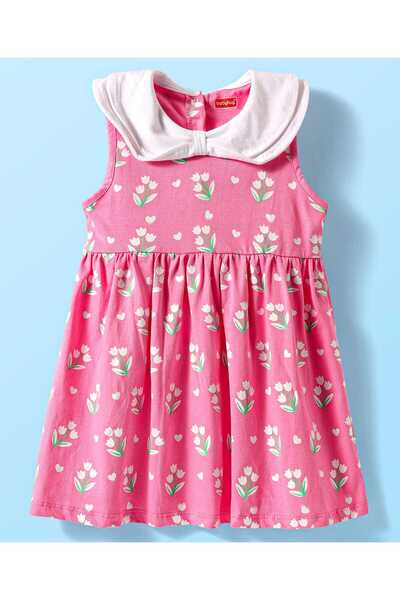 Babyhug Frock & Bloomer with Floral Print - Pink