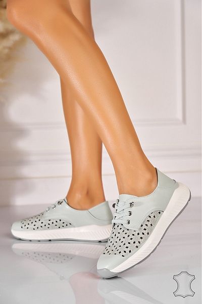 Joana Qiana Turquoise Natural Leather Sneakers