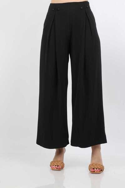 mica بنطلون نسائي واسع الساق مع أزرار عند الخصر