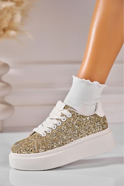Joana Women's Glitter Gold Sneakers Pierra