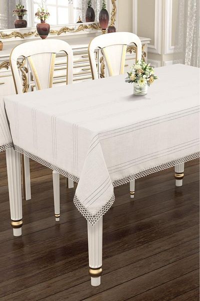 Çeyiz Diyarı Asu 160X220 cm Single Tablecloth Cream