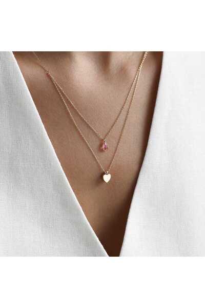 Cherry by Özkonak Drop Kalp İkili Kolye