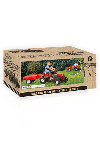 Shoplandu Çocuklar için Pedallı Remorklu Traktör Ranchero Kırmızı Renk