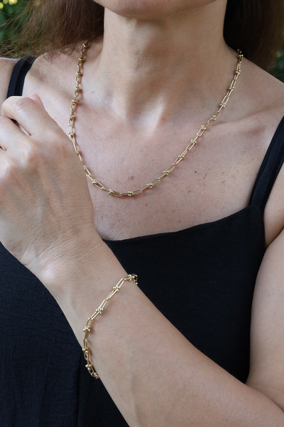 Yenigün Kuyumculuk 14 Ayar Altın Minimal Bisiklet Zincir Set