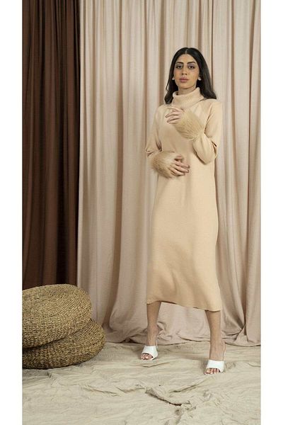 mica Women's Long Sleeve Plain Wide Midi Dress