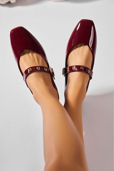 Joana Women's Ballet Flats Brown Patent Leather Kricia