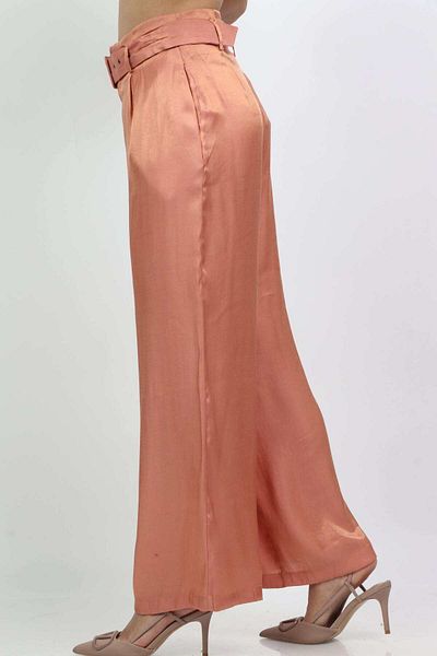 mica High-Waisted Women's Tailored Trousers with Pleats - Long Style