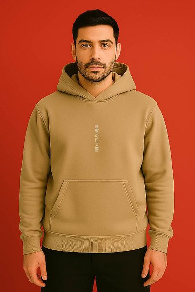 By Caspita Fashion Lenithra Attack on Titan Eren Anime Back Printed Unisex Oversize Beige Hoodie