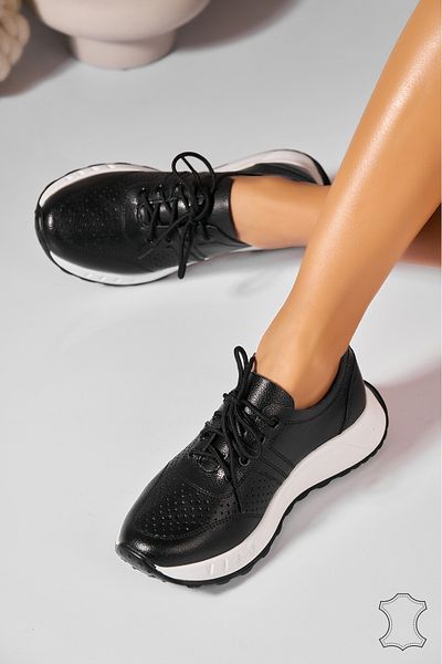 Joana Black Katana Genuine Leather Sneakers