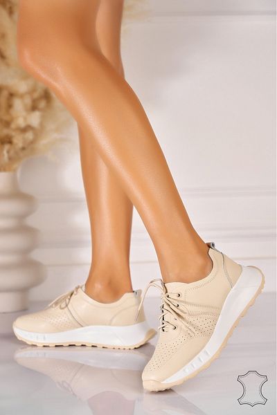 Joana Beige Katana Genuine Leather Sneakers