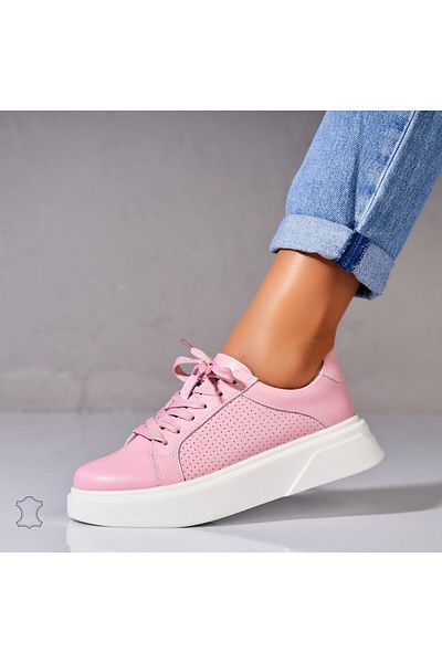 Joana Sivan Pink Natural Leather Sneakers