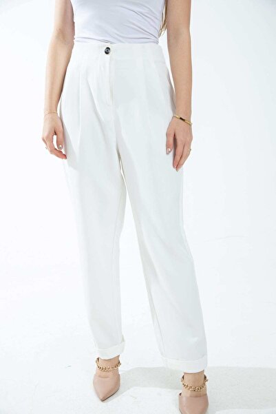 mica Women's Classic Solid High-Waisted Trousers