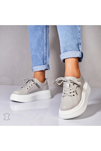 Joana Αθλητικά παπούτσια Tryce από γκρι φυσικό δέρμα