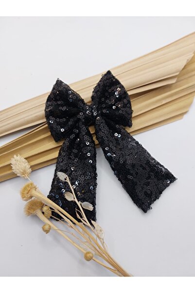 AsRa Accessories siyah payetli fiyonk klips toka