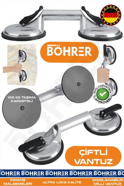 BÖHRER Ağır Hizmet Tipi Alüminyum Alaşımlı Vakumlu Vantuz , Profesyonel Çift ...