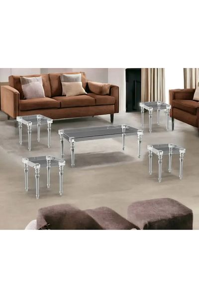 Al Saada Home طقم طاولة أرضية أكريليك 5 قطع 60 × 110 × 28 سم