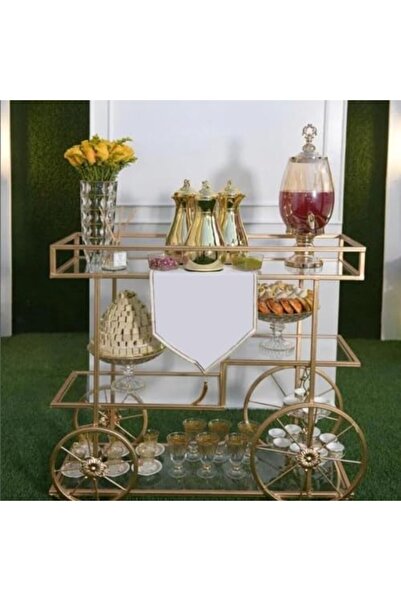 genric FFD Serving Cart Bar Cart with Clear Glass Shelves Modern Metal Bar Serving Cart 80x40x90cm
