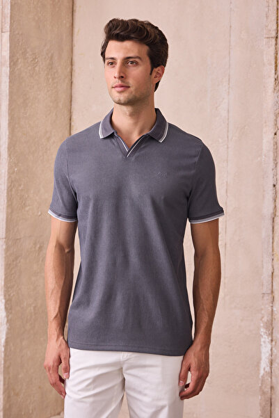 Pietra Paul Men's Non-Shrink Cotton Fabric Slim Fit Slim Fit Polo Neck T-Shirt