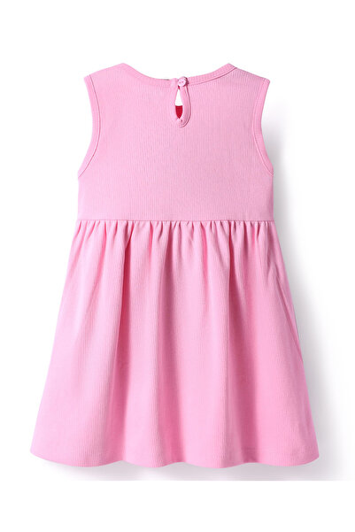 Bonfino 100% Cotton Knit Sleeveless Unicorn Print & Text Embroidery Dress with Bloomer - Pink