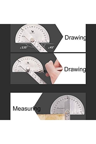 ajanta IJ9-0PO منقلة زاوية من الفولاذ المقاوم للصدأ 0-180 درجة مع أداة قياس مسطرة ذراع 0-145 مم