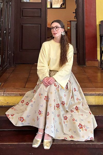 Ceylan Otantik Chocolate Flower Detailed Balloon Skirt