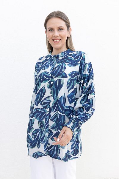 ALLDAY Cămașă Gipsey cu mâneci cu model albastru-ecru