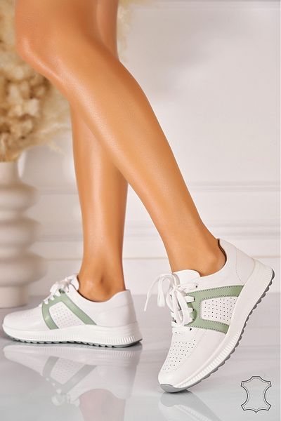 Joana Isabeau Green Genuine Leather Sneakers