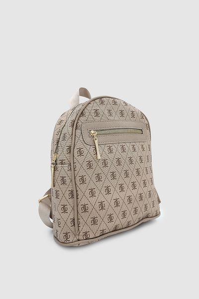 Wuclo Synor Monogram Mini Backpack with Zippered External Compartment Mink
