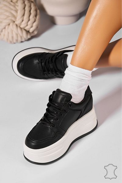 Joana Zamora Black Genuine Leather Sneakers