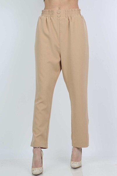 mica بنطلون نسائي كلاسيكي مطوي بخصر عالٍ وأزرار