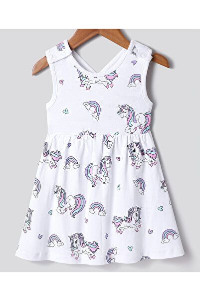 Bonfino Unicorn Printed Dress - White