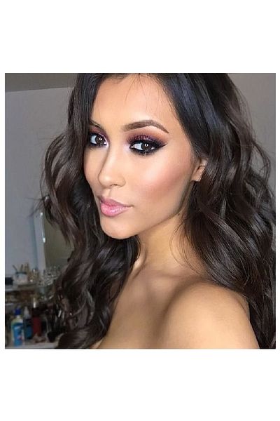 animis beauty Dark Satin hair extensions, wavy, with clips, 60 cm, synthetic fiber with a look