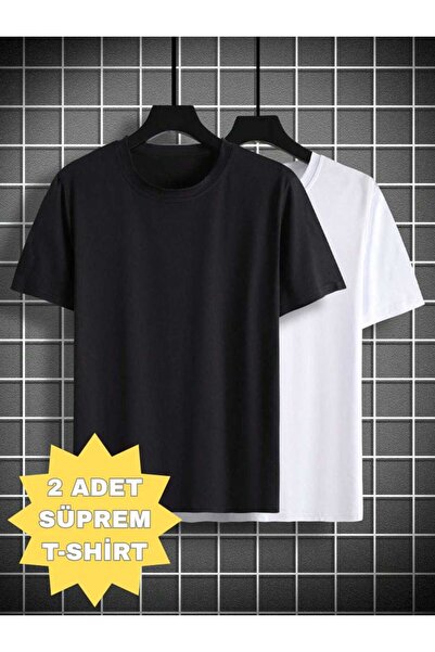 JustBS Tricou de bază pentru femei, cu gât turnat, pachet de 2