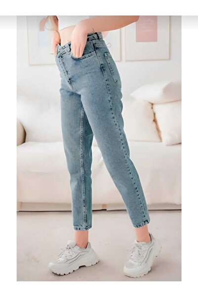 Lixera بنطلون جينز أزرق من الليكرا عالي الخصر مغسول بالثلج