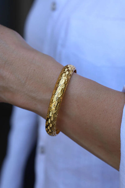 Yenigün Kuyumculuk Hediyelik Yatırımlık Baklava Işıltılı (5 gr) Altın Bilezik-10 mm Genişlik